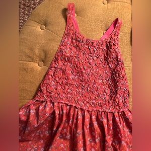 Free People Red and Floral Prairie Style Dress